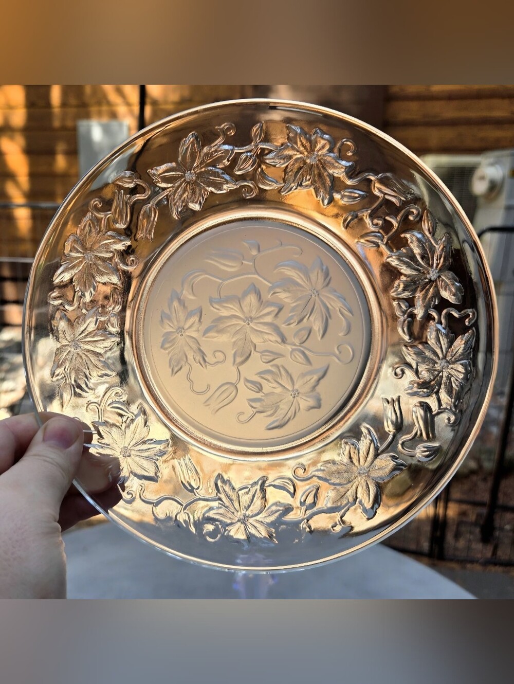 Four Vintage Princess House Fantasia Floral Poinsettia Glass Plates~8 Inches